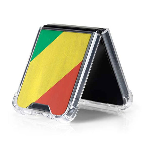 Republic of the Congo Flag Distressed Galaxy Z Flip5 5G Clear Case